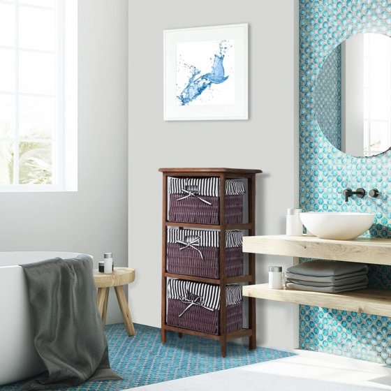 Regal mit 3 Körben Mia Landhaus Braun