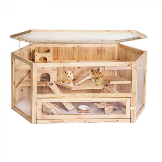 Hamsterkäfig aus Holz und Plexiglas Natur Pur für Ihren kleinen Nager 