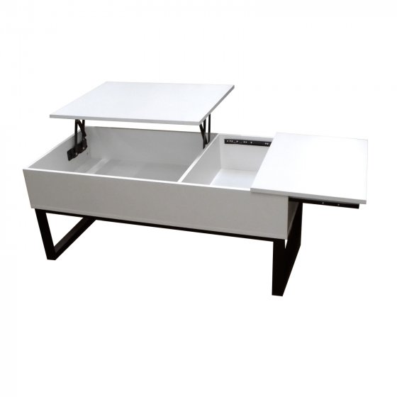 Couchtisch höhenverstellbar mit Stauraum Weiß 