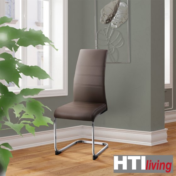 Esszimmerstuhl SallyC Kunstleder 4er-Set Braun 