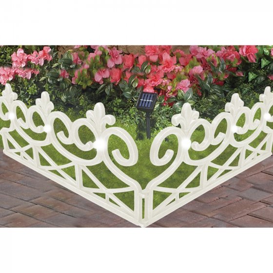 Rasenkante 720 cm weiß mit Solarlichterkette 