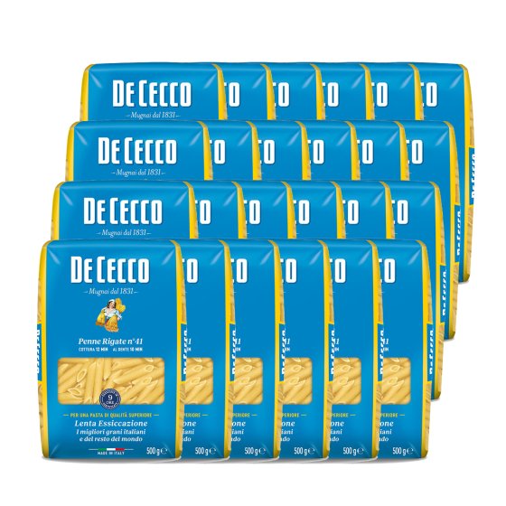 De Cecco Penne Rigate Nr. 41 Nudeln aus Hartweizen 500g 24er Pack 