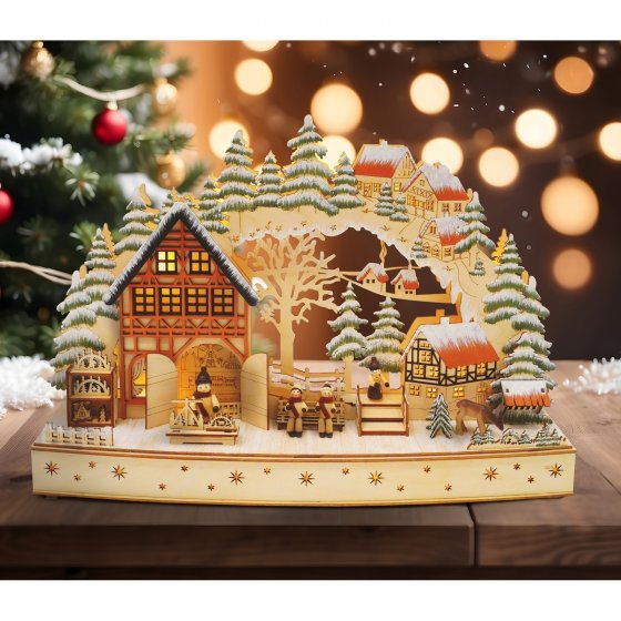 LED Schwibbogen Winterliche Dorfidylle 