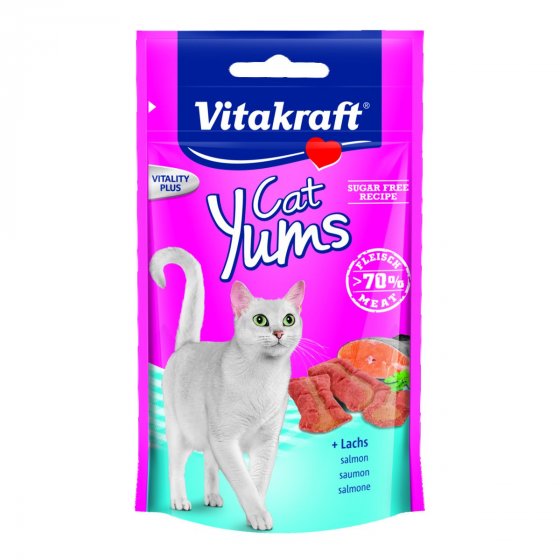 Katzensnack Cat Yums plus Lachs - 9 x 40g