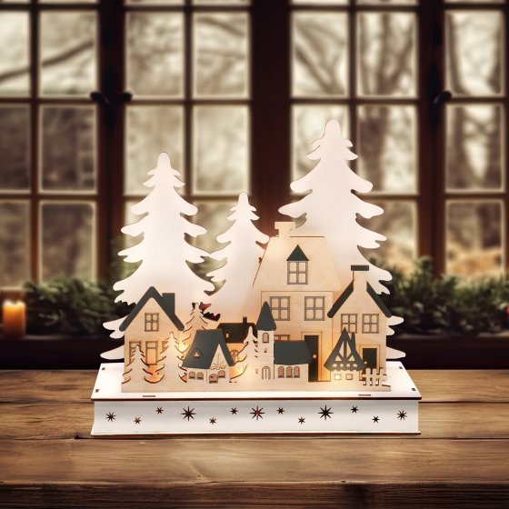 LED Weihnachtsdeko Dorfsilhouette 