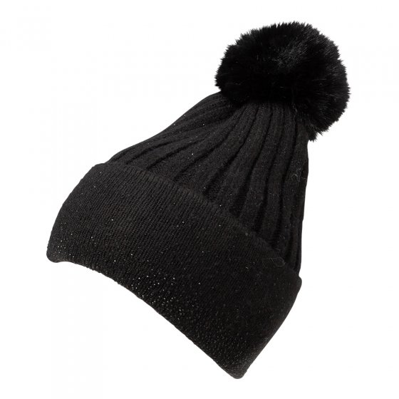Strickmütze mit Glitzer  Schwarz