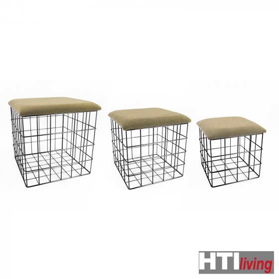 Korb, Metall, 3-er Set mit Samtdeckel 