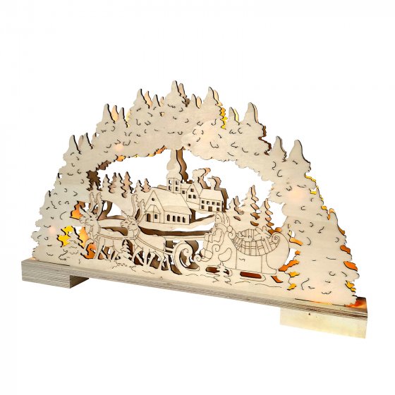 LED Holz Weihnachtsdeko mit Wintermotiv Batteriebetrieben