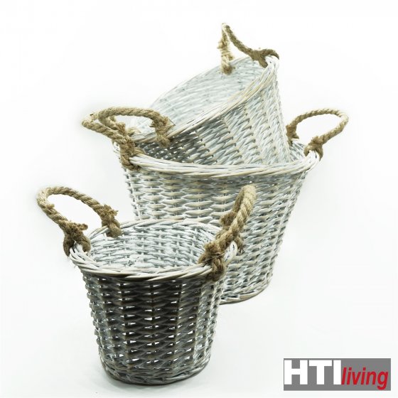 Weide-Pflanzkorb, 3-teilig rund 