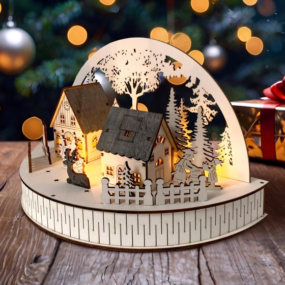 Weihnachtsszene beleuchtet Rehe