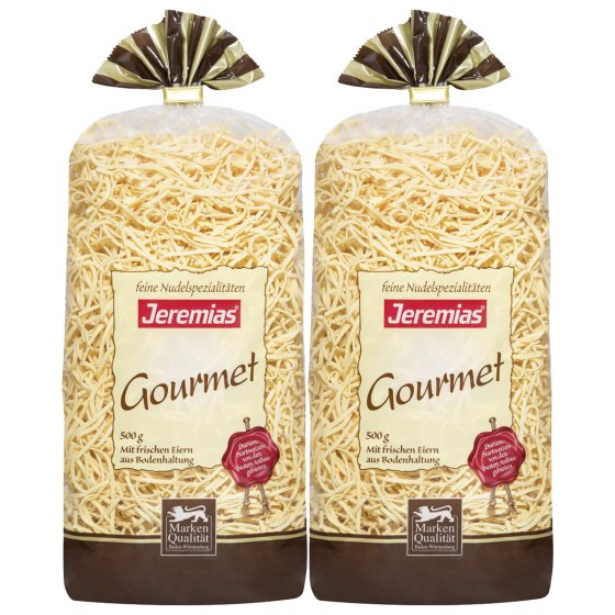 Jeremias Gourmet Bandnudeln 2mm gewalzt mit Frischei 500g 2er Pack 