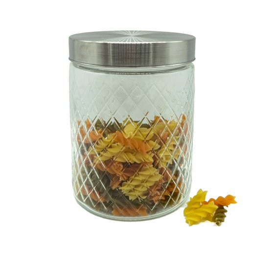 Vorratsglas mit Edelstahldeckel Rauten-Prägung 