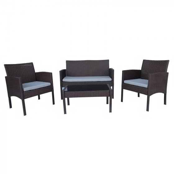 4-teiliges Polyrattan Lounge-Set mit Tisch Gartenmöbel Set Zita braun 