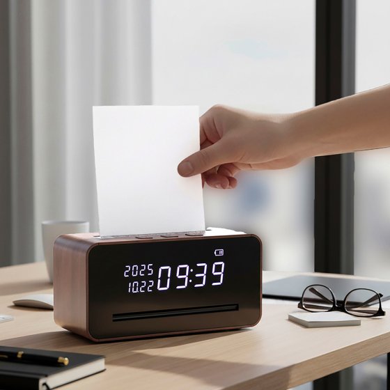 Tisch-Aktenvernichter mit Uhr 