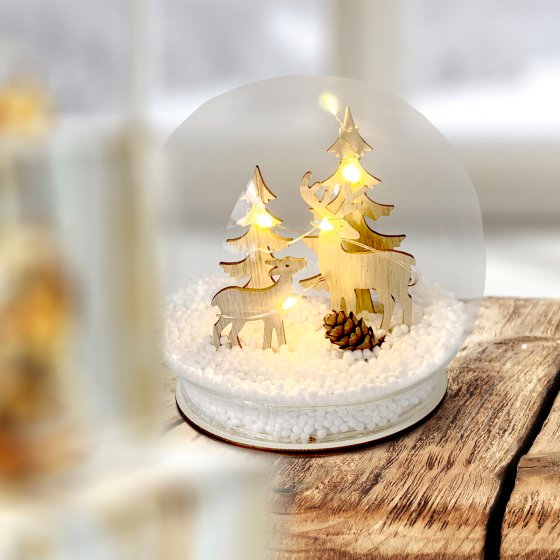 Schneekugel Rehe mit LED-Beleuchtung