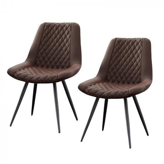 Esszimmerstuhl Astrid 2er-Set Kunstleder Braun 
