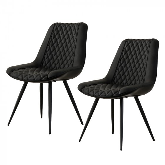 Esszimmerstuhl Astrid 2er-Set Kunstleder Schwarz 