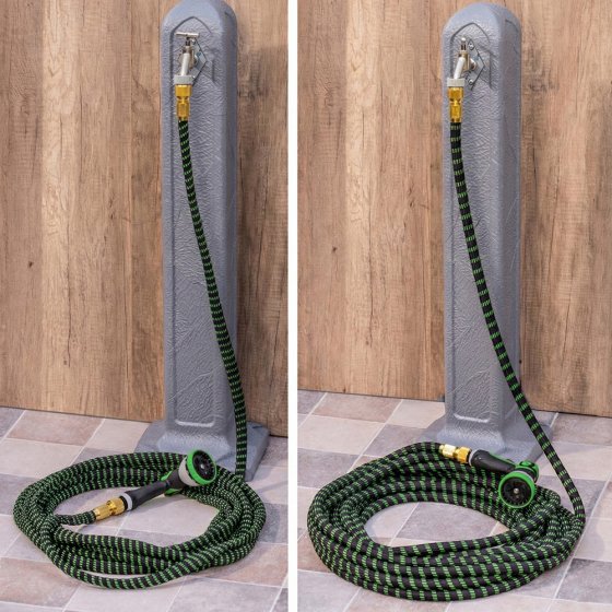 Dehnbarer Gartenschlauch mit Schnellanschlüssen 