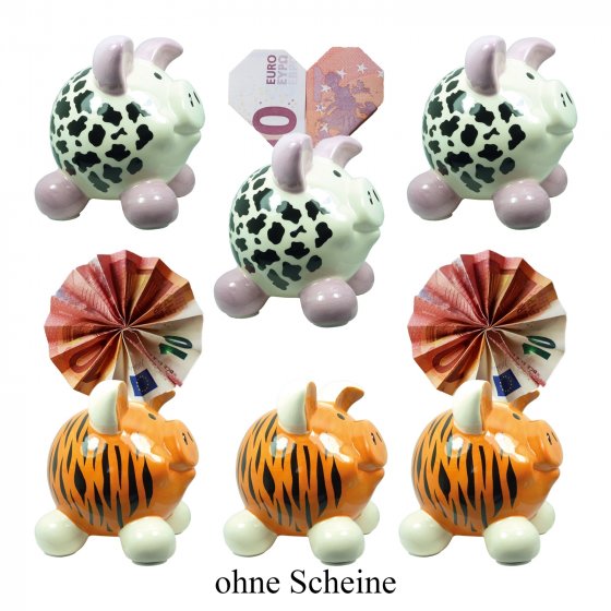 Sparschwein klein, 6 Stück 2 Tiermotive 