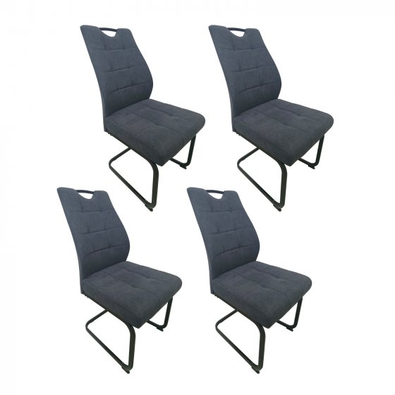 Modernes 4er Set dunkelgraue Schwingstühle für Esszimmer und Küche 