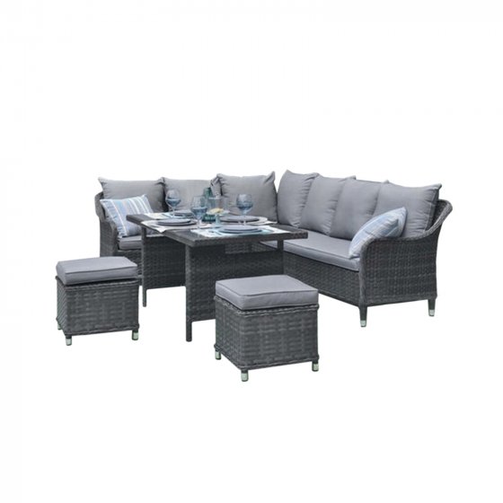 Outdoor Möbel Ecksofa mit Tisch und Hocker 