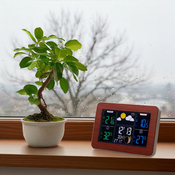 Funk-Wetterstation in Holzoptik 