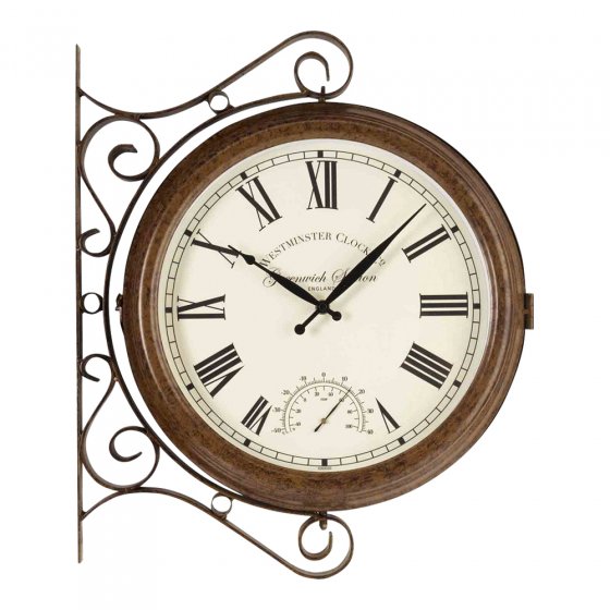 Greenwich-Wanduhr mit Thermometer 