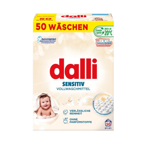 Dalli Sensitiv Waschmittelpulver ohne Parfüm 50 Waschladungen 2500g 