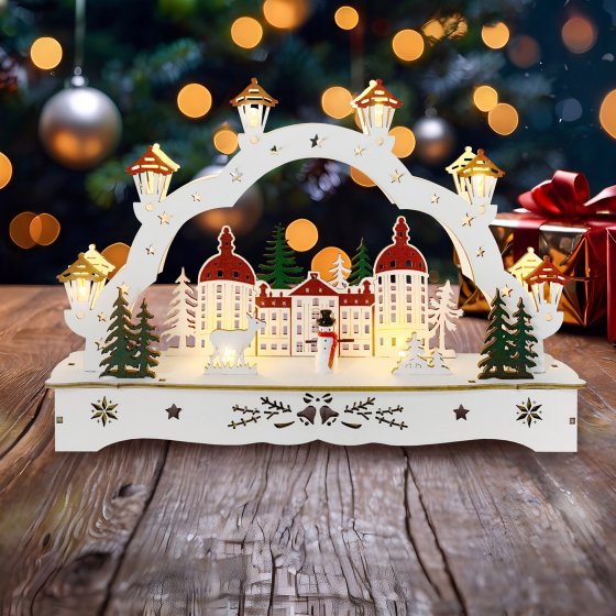 Lichterbogen in modernem Weiß Winterschloss