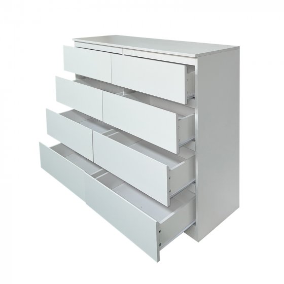 Moderne Kommode mit 8 grifflosen Schubladen Weiß 