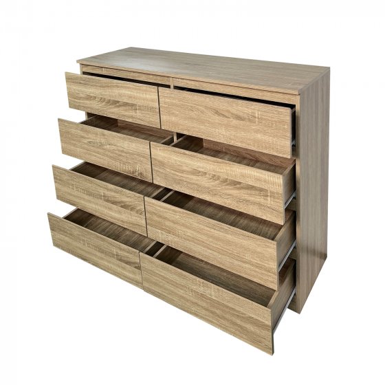 Moderne Kommode mit 8 grifflosen Schubladen Sonoma 