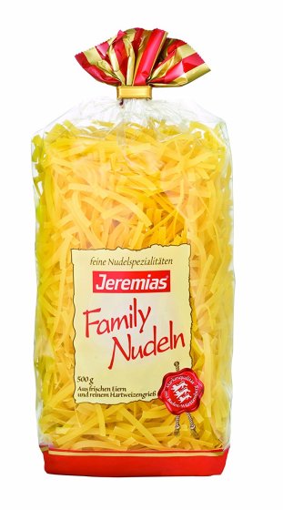 Jeremias Family Bandnudeln 4 mm mit frischen Eiern 500g 4er Pack 