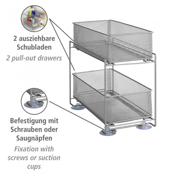 Schubladenregal Mod. Gioma Silber, 2 Etagen