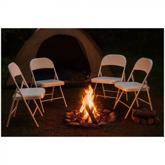 4er Set Klappstühle mit Polsterung Metallgestell und PVC-Bezug 