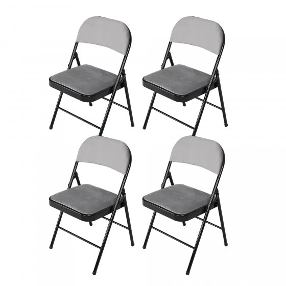 4er Set Klappstühle mit Polsterung Metallgestell und Samtbezug 