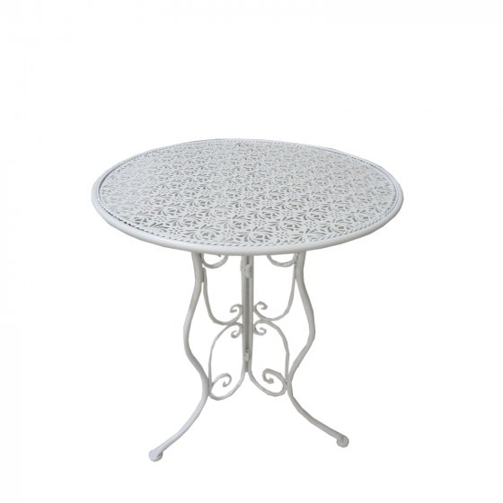 Bistroset aus Metall 3-teilig Weiß Klapptisch Ø 60 cm   2 Klappstühle 