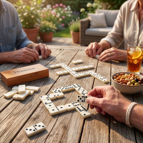 Holzbox mit großem Domino 