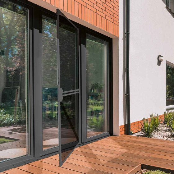 Teleskop-Insektenschutzgitter für Balkon- und Terrassentüren, anthrazit 