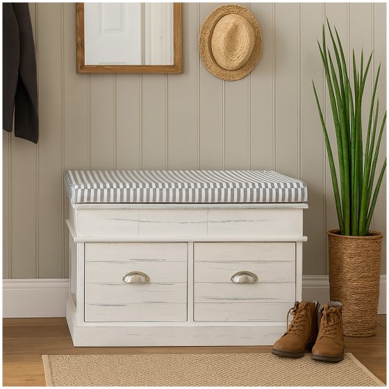 Sitzbank mit Stauraum und Sitzpolster praktisch und stilvoll für Flur und Wohnbereich 