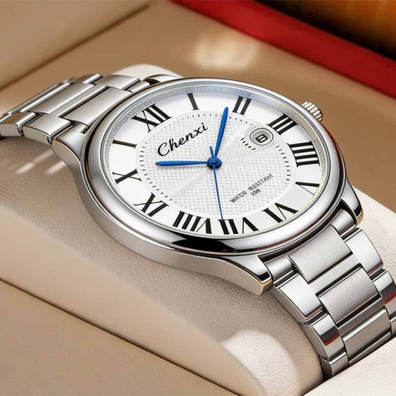 Herrenuhr mit blauen ZEigern 