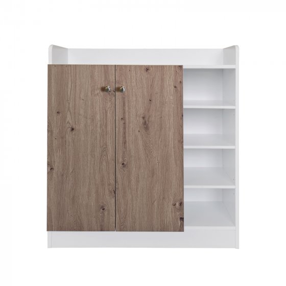 Sideboard mit 8 Regalfächern Weiß-Artisaneiche 