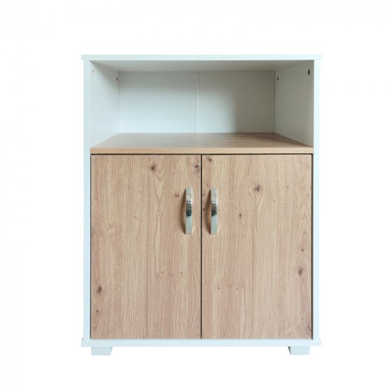 Küchenschrank Blanca Weiß mit Türen in Artisaneiche 