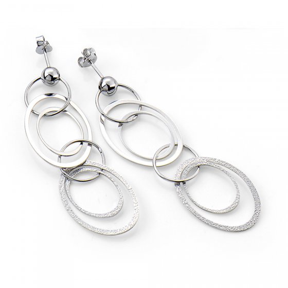 Ohrringe Silber 925 rhodiniert aus Ringen 6cm lang 