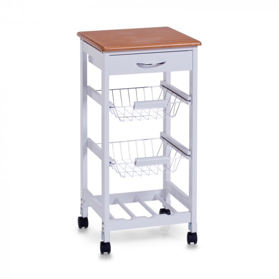 Küchenrollwagen mit 2 Körben und Flaschenregal 