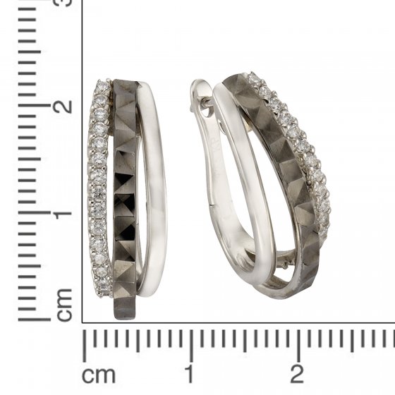Ohrringe Silber 925 rhodiniert mit Zirkonia weiß 