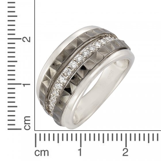 Ring Silber 925 rhodiniert mit Zirkonia-Steinen 