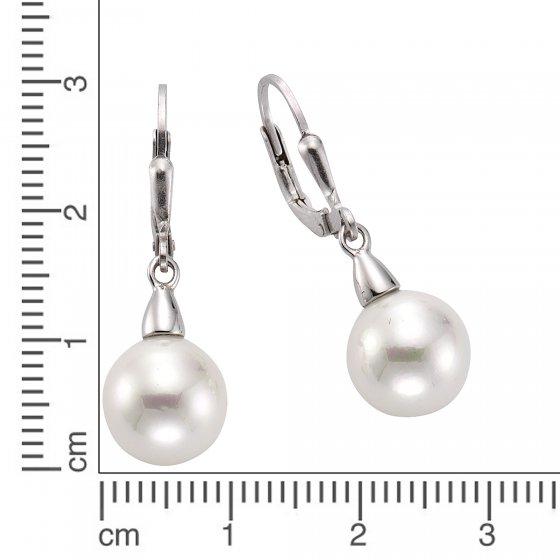 Ohrringe Silber 925 rhodiniert mit weißer Muschelkernperle 