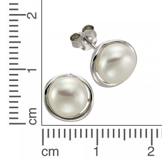 Ohrstecker 925/- Sterling Silber Perle weiß 