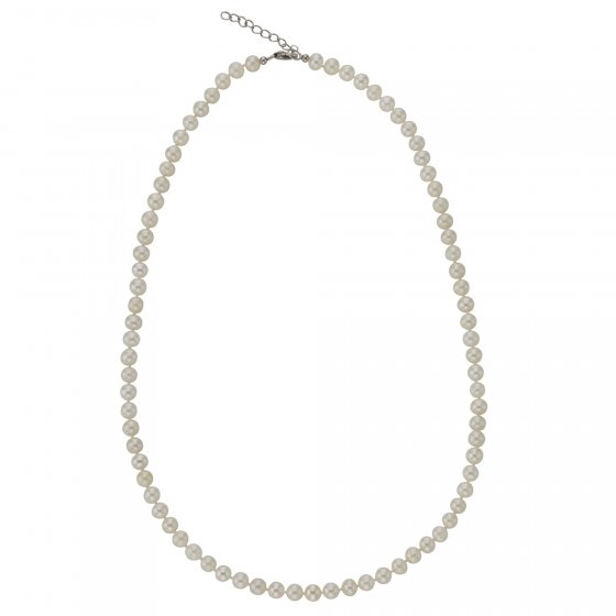 Collier 925 Silber rhodiniert mit Süßwasserzuchtperlen in weiß 