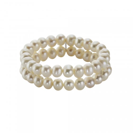Armband Süßwasserzuchtperlen weiß 8mm zweireihig 